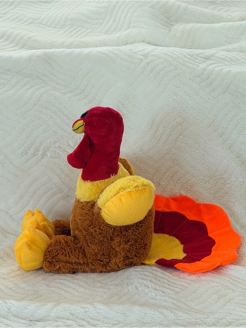 Plush Turkey Dog Toy - Brown, Yellow, Red